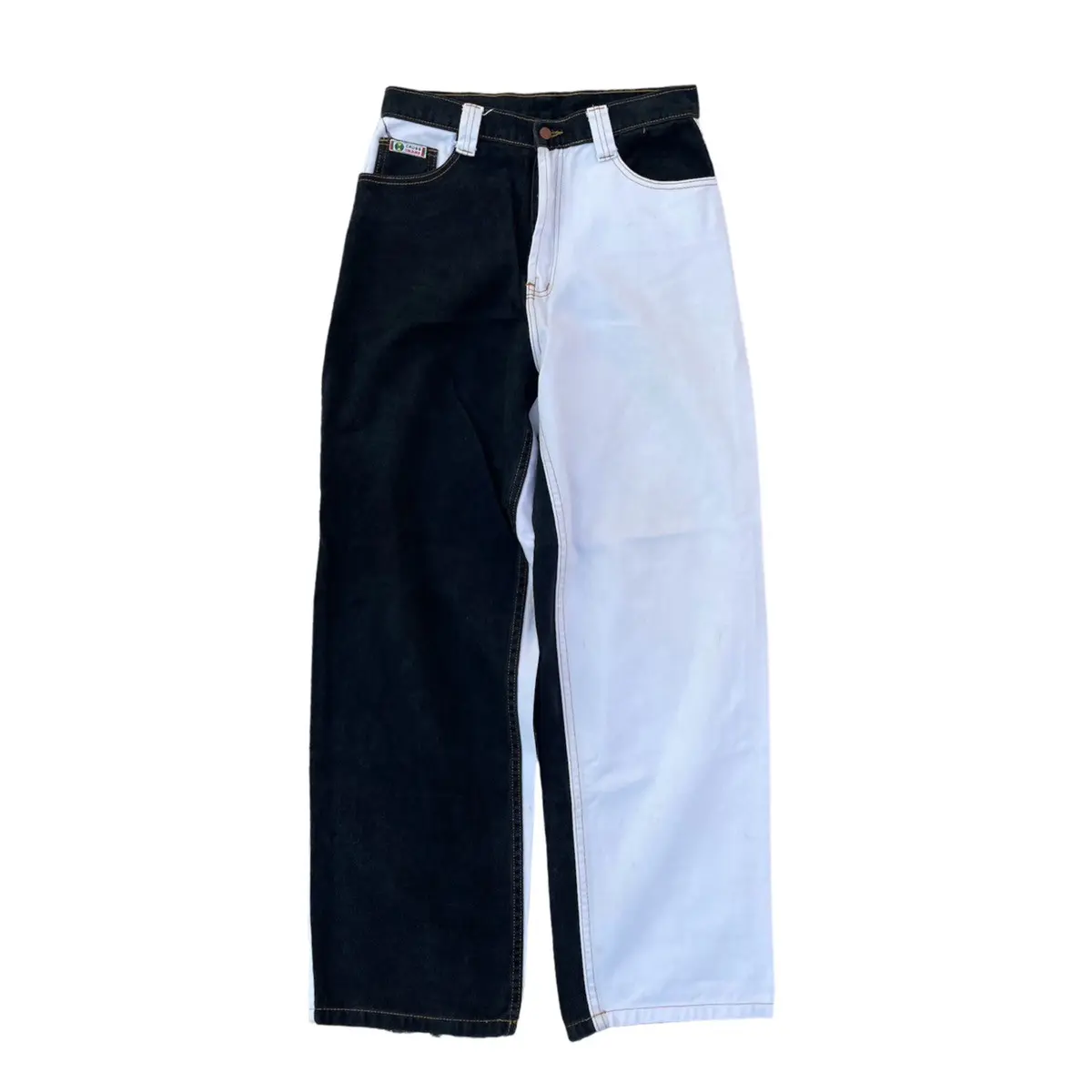 Classic Black and White Colorblock Jeans
